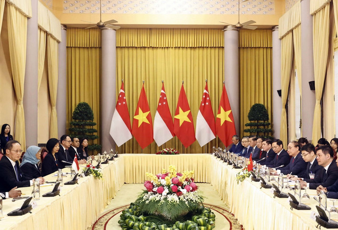 Chủ tịch nước Nguyễn Xuân Phúc hội đàm với Tổng thống Singapore ảnh 2