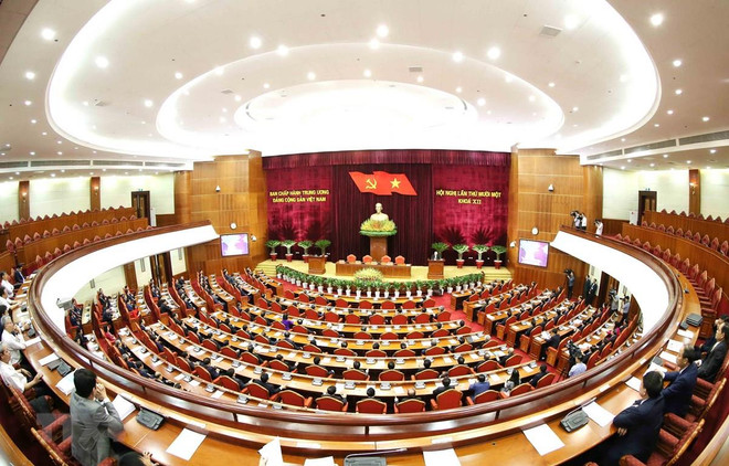 Toàn cảnh phiên bế mạc hội nghị. (Ảnh: Phương Hoa/TTXVN) Hội nghị TW lần thứ 11: Thể hiện bản lĩnh, tầm cao trí tuệ của Đảng ảnh 2