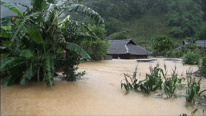 Mưa lũ do ảnh hưởng của bão số 3 làm hàng chục ngôi nhà ở huyện Vân Hồ, tỉnh Sơn La bị ngập sâu trong nước. (Ảnh: TTXVN) Vẫn còn 3 đến 4 cơn bão ảnh hưởng trực tiếp đến đất liền trong năm nay ảnh 2