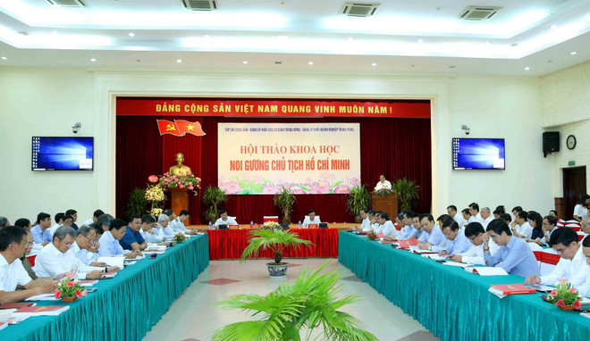 Quang cảnh hội thảo. (Ảnh: Phương Hoa/TTXVN) Chia sẻ kinh nghiệm, giải pháp tiếp tục thực hiện tốt Di chúc của Bác ảnh 2