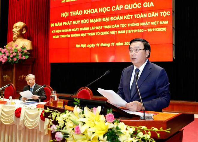 Giáo sư-tiến sỹ Nguyễn Xuân Thắng phát biểu. (Ảnh: Dương Giang/TTXVN) Phát huy vai trò của Mặt trận Tổ quốc Việt Nam trong bối cảnh mới ảnh 3