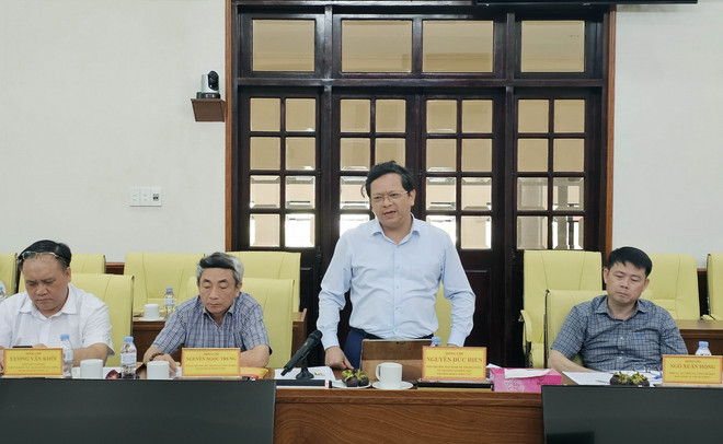 Ông Nguyễn Đức Hiển, Phó Trưởng Ban Kinh tế Trung ương phát biểu tại buổi làm việc. (Ảnh: Hưng Thịnh/TTXVN) ttxvn_quy hoach bauxite.jpg
