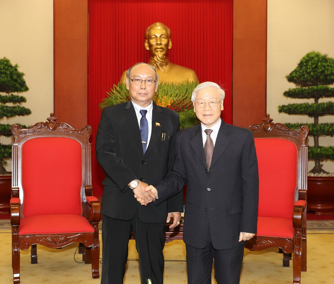 Tổng Bí thư Nguyễn Phú Trọng tiếp Chủ tịch Quốc hội Myanmar ảnh 1