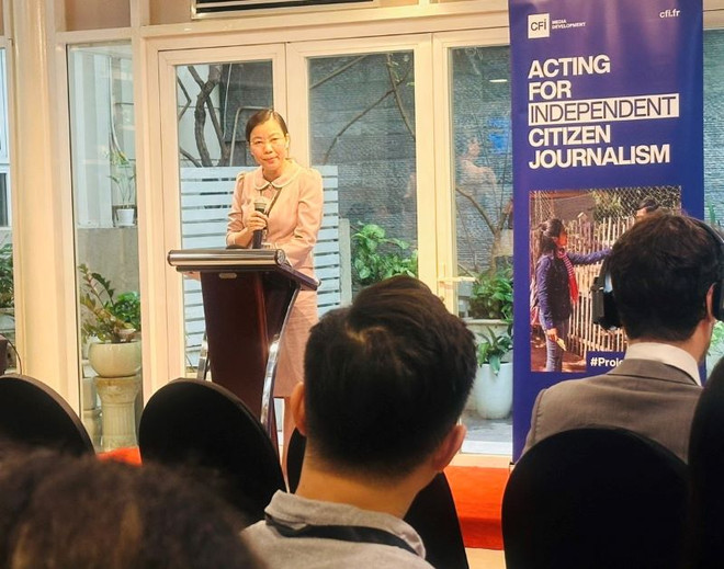 Bà Vũ Thị Phương - điều phối viên Đối tác "Một Sức khỏe" Việt Nam phát biểu. (Nguồn: Vietnam+) vnp_mot suc khoe 3.jpg