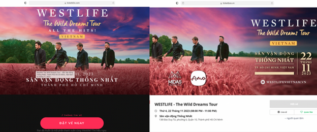 Cảnh giác với thủ đoạn giả mạo website bán vé concert Westlife ảnh 1