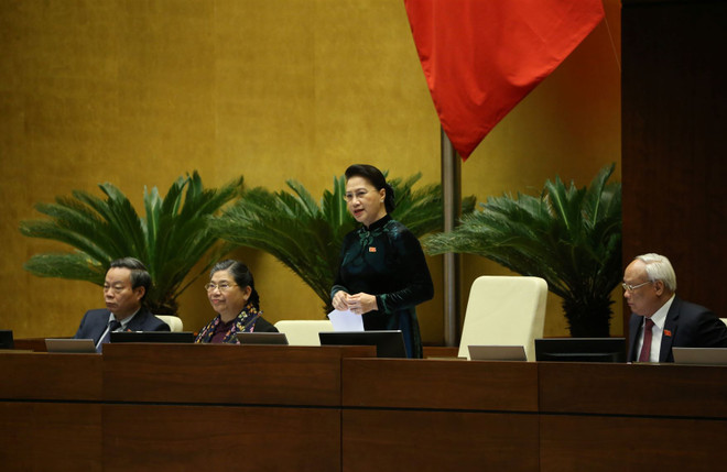 Chủ tịch Quốc hội Nguyễn Thị Kim Ngân phát biểu. (Ảnh: Dương Giang/TTXVN) Trình Quốc hội miễn nhiệm Chủ tịch Quốc hội, Chủ tịch Hội đồng Bầu cử ảnh 1