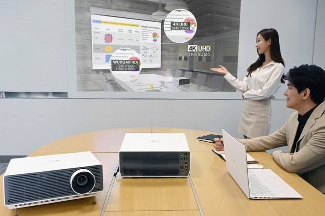 Sản phẩm máy chiếu của LG. (Nguồn: LG Electronics Inc.) Hãng LG cho ra mắt sản phẩm máy chiếu mới sử dụng tại công sở ảnh 1