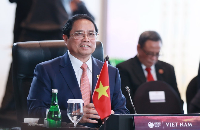 Thủ tướng Phạm Minh Chính tham dự Phiên Đối thoại giữa các lãnh đạo ASEAN và Nhóm công tác cấp cao về tầm nhìn Cộng đồng ASEAN sau 2025. (Ảnh: Dương Giang/TTXVN) Hội nghị Cấp cao ASEAN lần thứ 42 kết thúc, thông qua 10 văn kiện ảnh 2