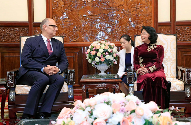 Quyền Chủ tịch nước Đặng Thị Ngọc Thịnh tiếp các Đại sứ trình Quốc thư ảnh 3