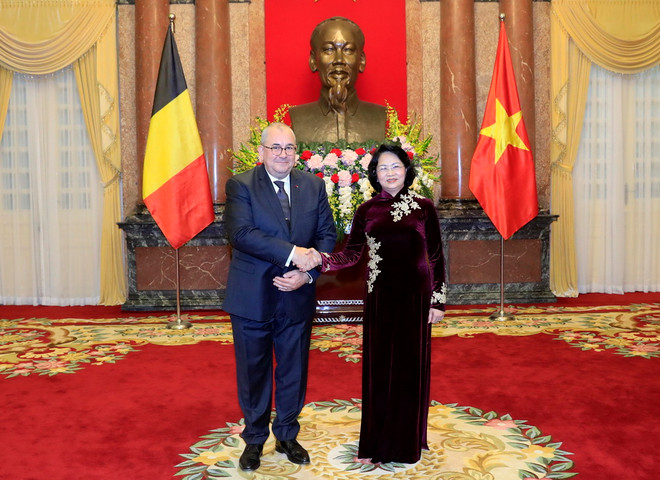 Quyền Chủ tịch nước Đặng Thị Ngọc Thịnh tiếp các Đại sứ trình Quốc thư ảnh 2