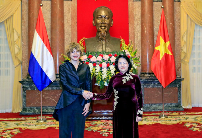 Quyền Chủ tịch nước Đặng Thị Ngọc Thịnh tiếp các Đại sứ trình Quốc thư ảnh 1