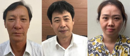 Đối tượng Hồ Văn Ngon (ngoài cùng bên trái), Dư Huy Quang và Lê Thị Diệp Cẩm. (Nguồn: Bộ Công an) Khởi tố nguyên Phó Tổng Giám đốc Tổng Công ty Nông nghiệp Sài Gòn ảnh 1