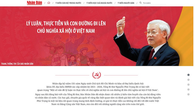 Trang thông tin 'Lý luận, thực tiễn và con đường đi lên chủ nghĩa xã hội ở Việt Nam' của báo Nhân Dân. Báo Nhân Dân ra mắt trang thông tin về bài viết của Tổng Bí thư ảnh 1