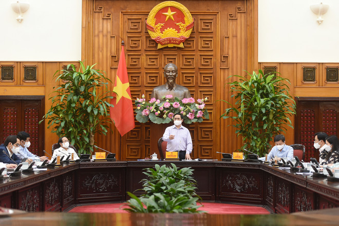 Thủ tướng Phạm Minh Chính phát biểu tại buổi làm việc. (Nguồn: Baochinhphu.vn) Thủ tướng: Lấy nguồn lực bên trong là cơ bản, là chiến lược lâu dài ảnh 1