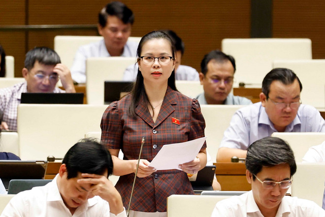 Đại biểu Quốc hội tỉnh Lạng Sơn Chu Thị Hồng Thái phát biểu ý kiến. (Ảnh: Doãn Tấn/TTXVN) ttxvn_hop quoc hoi 3.jpg
