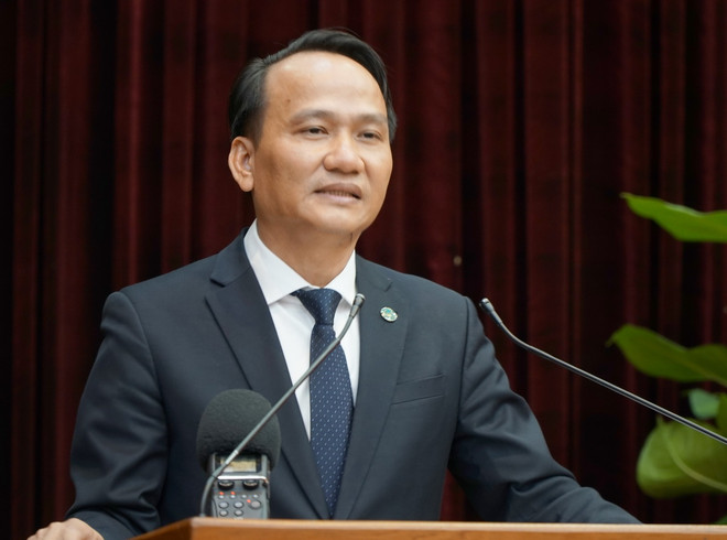 Phó Bí thư Thành ủy Đà Nẵng Nguyễn Đình Vĩnh phát biểu nhận nhiệm vụ. (Ảnh: Quốc Dũng/TTXVN) ttxvn_nguyen dinh vinh 2.jpg