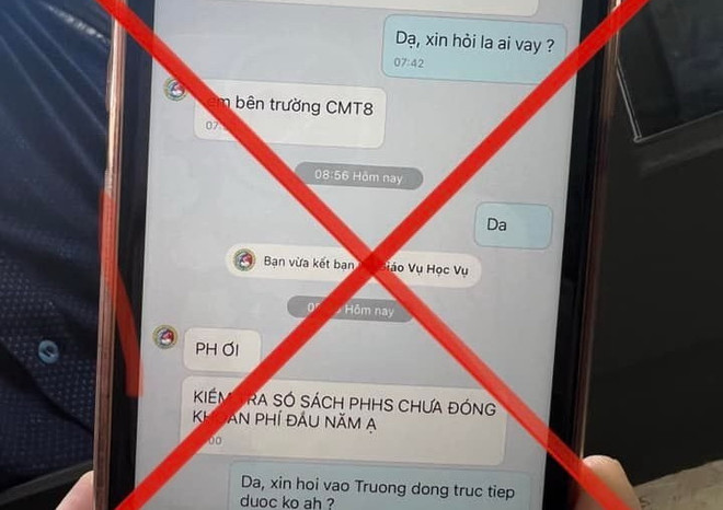 TP.HCM: Mạo danh nhà trường gửi tin nhắn yêu cầu nộp tiền học ảnh 1