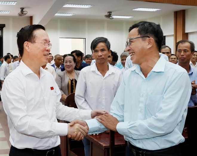 Chủ tịch nước Võ Văn Thưởng tiếp xúc cử tri huyện Hòa Vang. (Ảnh: Thống Nhất/TTXVN) ttxvn-chu-tich-nuoc-vo-van-thuong-3-1424.jpg