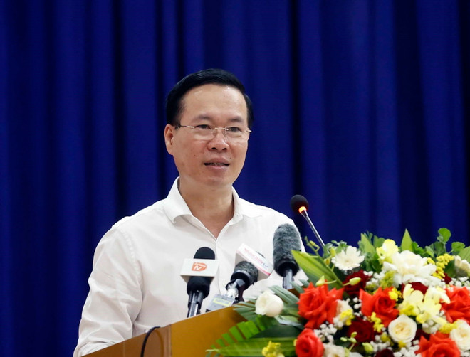 Chủ tịch nước Võ Văn Thưởng tiếp xúc cử tri huyện Hòa Vang. (Ảnh: Thống Nhất/TTXVN) ttxvn-chu-tich-nuoc-vo-van-thuong-2-6747.jpg