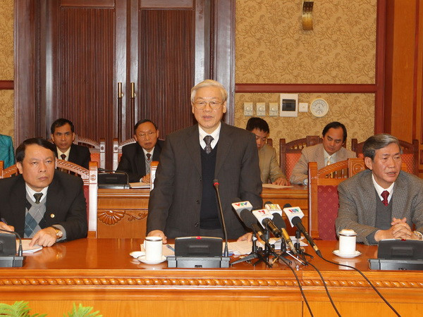 Tổng Bí thư làm việc với Thường trực Hội đồng Lý luận TW ảnh 1