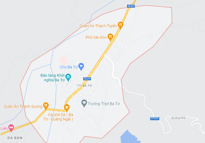 Nơi xảy ra vụ việc. (Nguồn: Google Maps) Quảng Ngãi: Một người ở thị trấn Ba Tơ chết ngạt trong lúc đốt rẫy ảnh 1