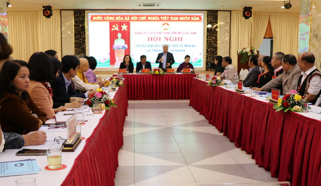 Quang cảnh hội nghị. (Ảnh: Hồng Điệp/TTXVN) Lắng nghe tâm tư của đồng bào dân tộc thiểu số ở Tây Nguyên ảnh 1