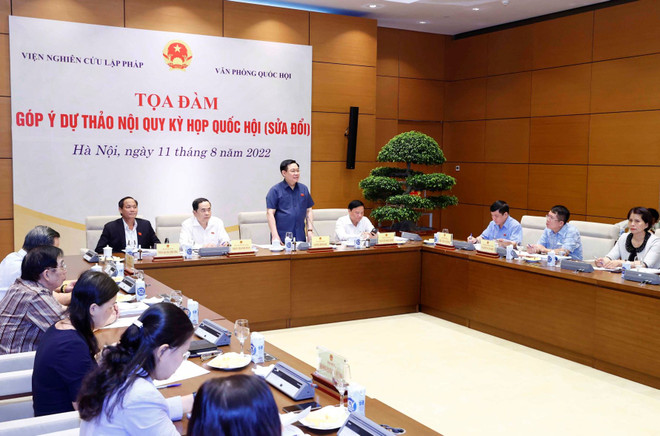 Chủ tịch Quốc hội Vương Đình Huệ phát biểu. (Ảnh: Doãn Tấn/TTXVN) Góp ý để hoàn thiện dự thảo Nội quy kỳ họp Quốc hội sửa đổi ảnh 2