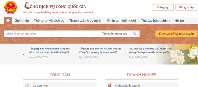 Giao diện Cổng dịch vụ công Quốc gia. COVID-19: Triển khai dịch vụ công trực tuyến hỗ trợ người gặp khó khăn ảnh 1