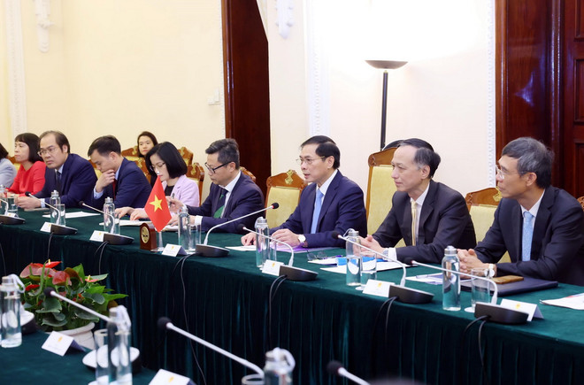 Bộ trưởng Ngoại giao Bùi Thanh Sơn phát biểu. (Ảnh: Phạm Kiên/TTXVN) ttxvn_vietnam_Indonesia 3.jpg