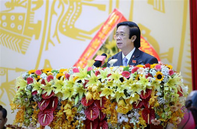 Ông Nguyễn Văn Danh, Ủy viên Trung ương Đảng, Bí thư Tỉnh ủy, Chủ tịch Hội đồng Nhân dân tỉnh, phát biểu tại Đại hội. (Ảnh: Hữu Chí/TTXVN) Ông Nguyễn Văn Danh tiếp tục được bầu làm Bí thư Tỉnh ủy Tiền Giang ảnh 1