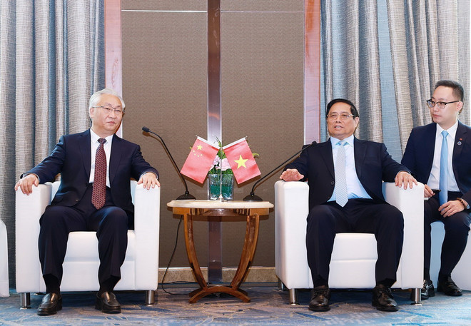 Thủ tướng Phạm Minh Chính tiếp Phó Thủ tướng Trung Quốc Trương Quốc Thanh nhân Hội nghị hợp tác Việt Nam-Trung Quốc về phát triển hạ tầng chiến lược giao thông. (Ảnh: Dương Giang/TTXVN) ttxvn_thu tuong pham minh chinh 1.jpg