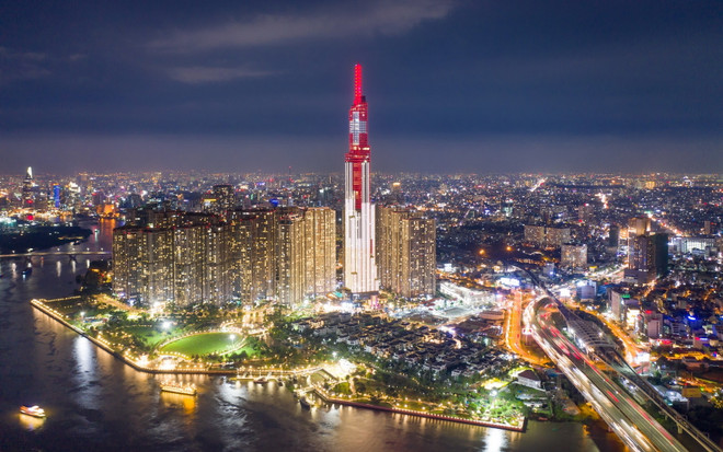 Tòa Landmark 81 tại Thành phố Hồ Chí Minh - tòa tháp cao nhất Việt Nam - sẽ được thắp sáng bằng màu sắc trên quốc kỳ của cả Việt Nam và Thụy Sĩ lúc 19h30-20h30 ngày 1/8. (Nguồn: Đại sứ quán Thụy Sĩ tại Việt Nam) 50 năm vun đắp quan hệ truyền thống, hợp tác tốt đẹp Việt Nam-Thụy Sĩ ảnh 2