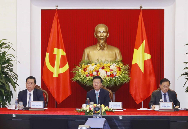 Thường trực Ban Bí thư hội đàm với Chủ tịch Đảng Cộng sản Nhật Bản ảnh 1