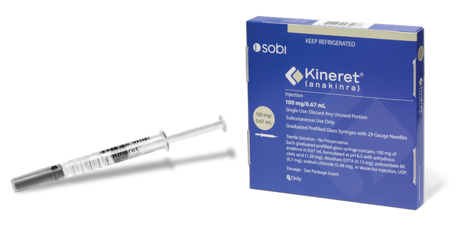 Thuốc Kineret được bào chế bởi Sobi.(Nguồn:Kineret) EU đánh giá việc sử dụng thuốc viêm khớp Kineret để điều trị COVID-19 ảnh 1