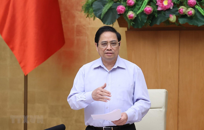 Thủ tướng Phạm Minh Chính phát biểu tại Phiên họp Chính phủ chuyên đề xây dựng pháp luật ngày 17/8. (Nguồn: TTXVN) Quyết tâm đổi mới để nâng cao chất lượng xây dựng pháp luật, thể chế ảnh 2