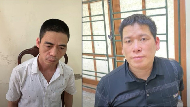 Đối tượng Trần Bá Du và Đỗ Duy Lợi tại trụ sở công an. (Ảnh do công an cung cấp) Bắc Ninh: Mua bán trái phép gần 10kg ma túy, hai đối tượng bị khởi tố ảnh 1