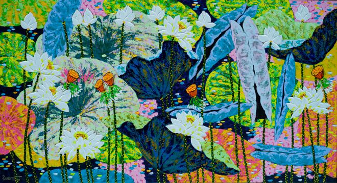 Thử nghiệm chất liệu sơn mài, họa sỹ "Việt sen" “phá” truyền thống? ảnh 3