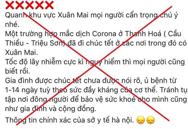 Một trong những thông tin sai lệch trên mạng xã hội Facebook. (Ảnh chụp màn hình) Dịch viêm đường hô hấp cấp COVID-19: Đừng 'thừa nước đục thả câu' ảnh 1