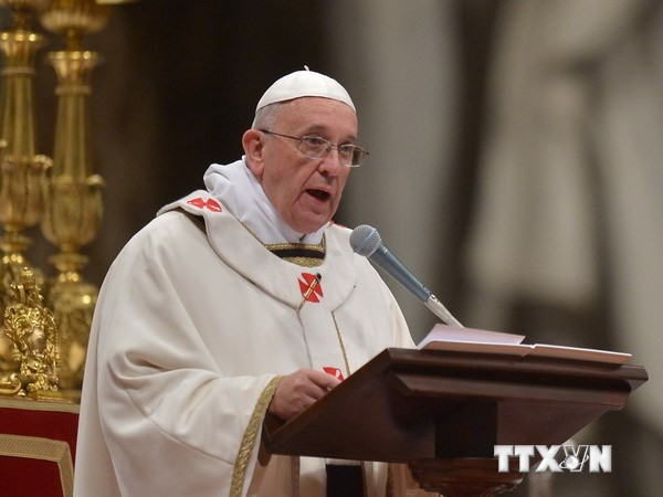 Giáo hoàng Francis. (Nguồn: AFP/TTXVN) Giáo hoàng gửi thông điệp hòa bình cho hai miền Triều Tiên ảnh 1