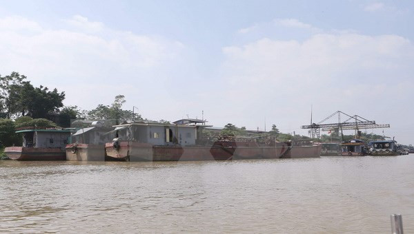 Một góc sông Hồng. (Ảnh: Doãn Tấn/TTXVN) Kiểm tra việc đổ hàng trăm tấn chất thải nguy hại xuống sông Hồng ảnh 1