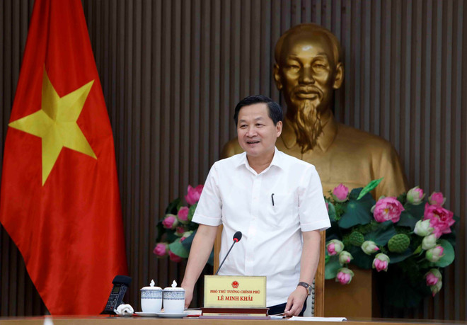 Phó Thủ tướng Lê Minh Khái phát biểu. (Ảnh: An Đăng/TTXVN) Phó Thủ tướng Lê Minh Khái: Đẩy nhanh việc phân bổ vốn đầu tư công ảnh 1