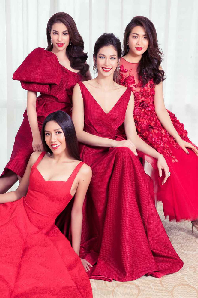 Các thế hệ người đẹp Hoa hậu Hoàn vũ Việt Nam đỏ rực đón năm mới ảnh 11