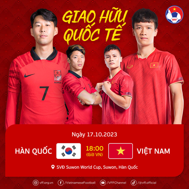 Đội tuyển Việt Nam sẽ có trận giao hữu với đội tuyển hàng đầu tại châu Á là Hàn Quốc trong tháng Mười. (Ảnh: VFF) Tuyển Việt Nam đối đầu với 3 đội mạnh của châu Á trong tháng Mười ảnh 1