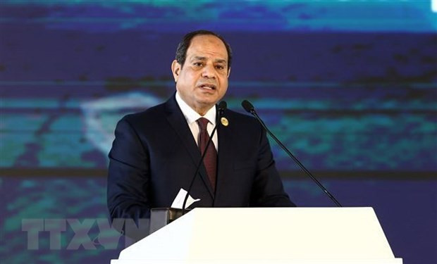 Tổng thống Ai Cập Abdel-Fattah al-Sisi. (Nguồn: THX/TTXVN) Ai Cập tích cực thúc đẩy các bên tôn trọng lệnh ngừng bắn ảnh 1