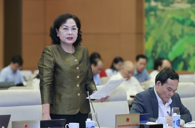 Thống đốc Ngân hàng Nhà nước Việt Nam Nguyễn Thị Hồng phát biểu. (Ảnh: Doãn Tấn/TTXVN) Xử lý có hiệu quả vấn đề sở hữu chéo trong các tổ chức tín dụng ảnh 1
