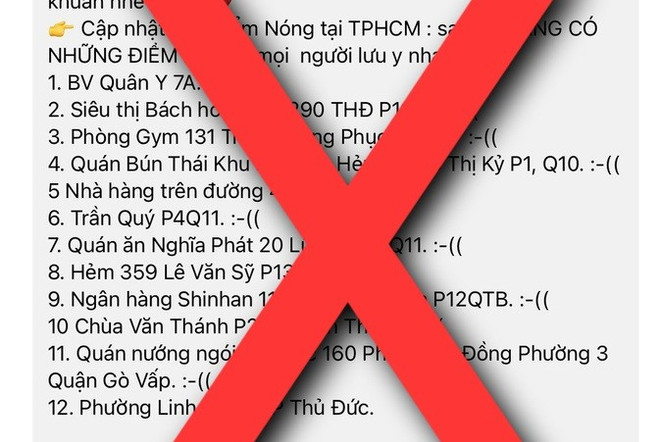 Thông tin lan truyền sai sự thật. Thông tin về các điểm nóng COVID-19 tại TP Hồ Chí Minh là sai sự thật ảnh 1