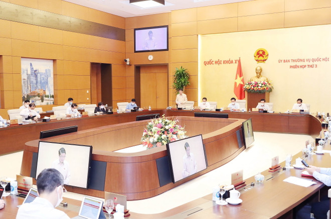 Toàn cảnh phiên họp. (Ảnh: Trọng Đức/TTXVN) Ủy ban Thường vụ Quốc hội góp ý về dự án Luật Điện ảnh sửa đổi ảnh 1