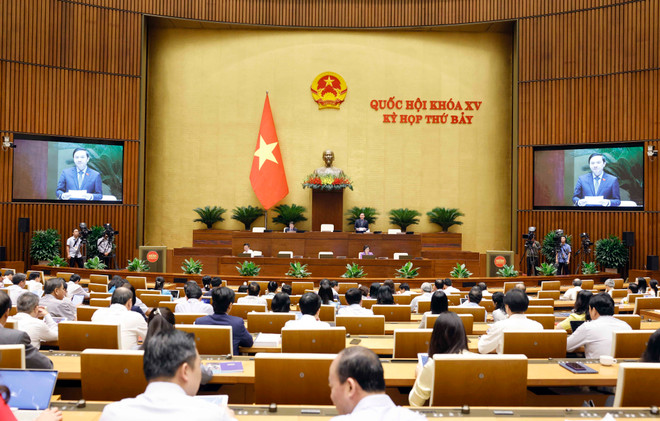 Quang cảnh phiên họp Quốc hội. (Nguồn ảnh: TTXVN) vna_potal_ky_hop_thu_7_quoc_hoi_khoa_xv_thao_luan_ve_luat_luu_tru_sua_doi_7392870.jpg