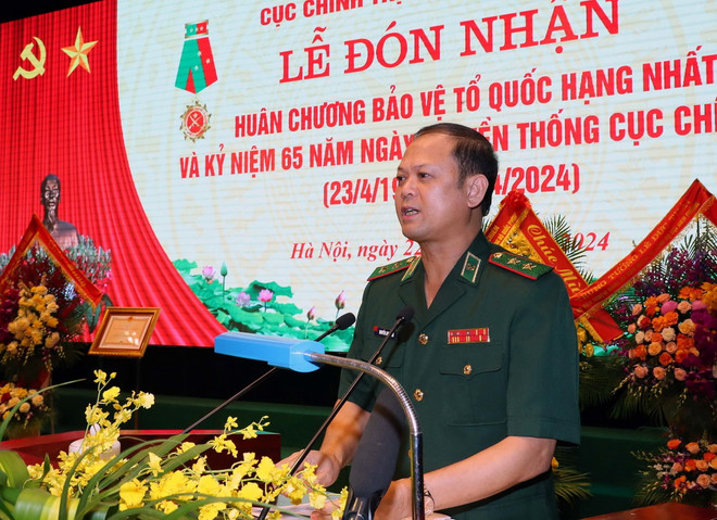 Trung tướng Nguyễn Anh Tuấn, Chính Ủy Bộ đội Biên phòng phát biểu. (Ảnh: Trọng Đức/TTXVN) ttxvn_bo doi bien phong 3.jpg