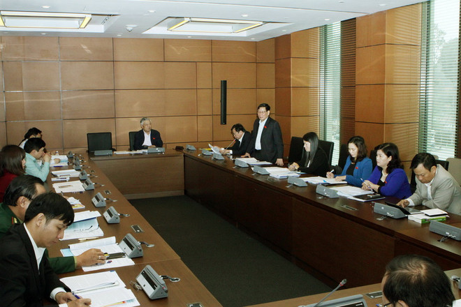 Đại biểu Quốc hội thảo luận tại tổ về báo cáo công tác nhiệm kỳ ảnh 1